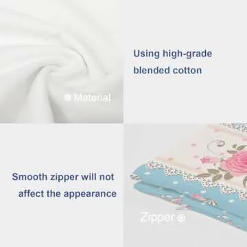 Batmerry Shabby Chic Pillow Covers 18x18 Inch Set of 2, Shabby Chic Pink Rose Pattern On Blue Stripes Double Sided Decorative Pillows Cases Throw Pillows Covers