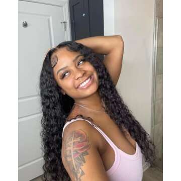 Ksfull 13x4 Deep Curly Lace Front Wigs Human Hair Wet and Wavy Water Wave Human Hair Wigs (13x4 deep...