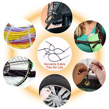 Zip Ties Assorted Sizes 700 Pack 4+6+8+10+12 Inch Cable Ties Heavy Duty 40lbs Plastic Wire Ties UV Resistant Zipties Black Small Zip Tie Wraps Assortment Cord Management for Home, Office, Gardening