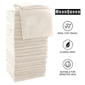 Luxurious MOONQUEEN 24-Pack Soft Washcloths for Home