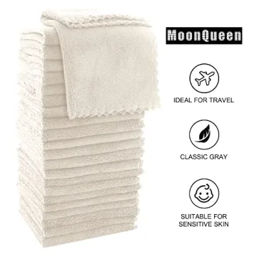 Luxurious MOONQUEEN 24-Pack Soft Washcloths for Home
