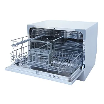SPT SD-2224DS ENERGY STAR Compact Countertop Dishwasher with Delay Start - Portable Dishwasher with Stainless Steel Interior and 6 Place Settings Rack Silverware Basket, Silver