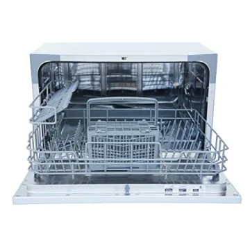 SPT SD-2224DS ENERGY STAR Compact Countertop Dishwasher with Delay Start - Portable Dishwasher with Stainless Steel Interior and 6 Place Settings Rack Silverware Basket, Silver