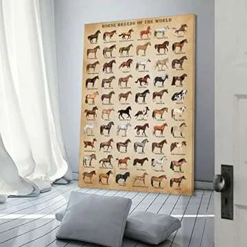 XNLKSI Horse Breeds Poster 12x16 Framed Art