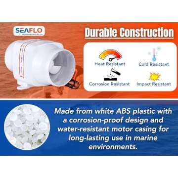 SEAFLO 4 Inch Marine Bilge Blower 12V 270 CFM Airflow