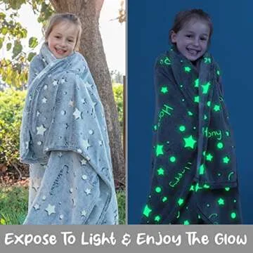 Glow in The Dark Throw Blanket Cozy Plush Fleece Gift