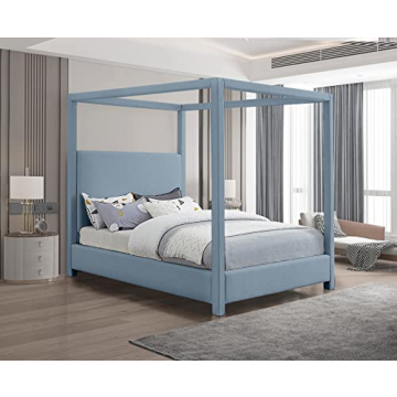 Stylish Sky Blue Modern Canopy Bed by Meridian Furniture
