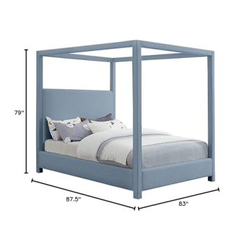 Stylish Sky Blue Modern Canopy Bed by Meridian Furniture