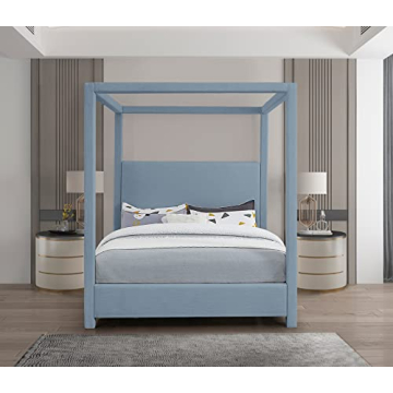 Stylish Sky Blue Modern Canopy Bed by Meridian Furniture
