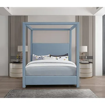 Stylish Sky Blue Modern Canopy Bed by Meridian Furniture