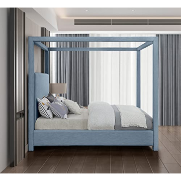 Stylish Sky Blue Modern Canopy Bed by Meridian Furniture
