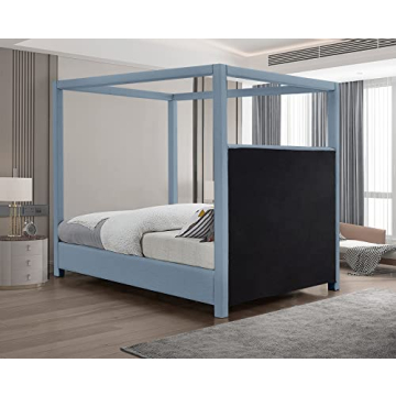 Stylish Sky Blue Modern Canopy Bed by Meridian Furniture