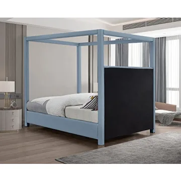 Stylish Sky Blue Modern Canopy Bed by Meridian Furniture