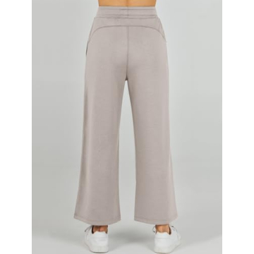 ANRABESS Women's 2 Piece Sets Summer Outfits Sleeveless Wide Leg Tracksuits Casual Sweat Sets Lounge Sweatsuits Light Khaki Large