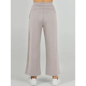 ANRABESS Women's 2 Piece Sets Summer Outfits Sleeveless Wide Leg Tracksuits Casual Sweat Sets Lounge Sweatsuits Light Khaki Large