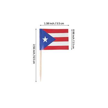 JAVD CYPS 100 Pcs Puerto Rico Flag Puerto Rican Toothpick Flags, Small Mini Stick Cupcake Toppers Pu...