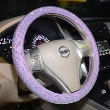 Stylish Purple Diamond Steering Wheel Cover for Women
