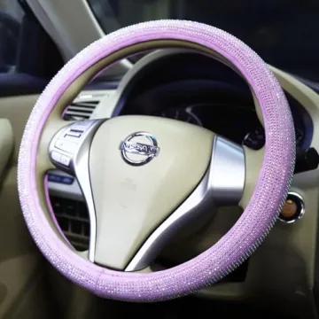 Stylish Purple Diamond Steering Wheel Cover for Women