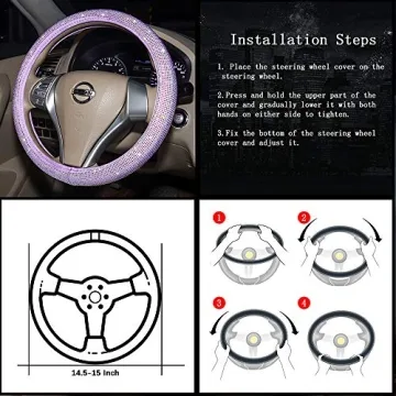 Stylish Purple Diamond Steering Wheel Cover for Women