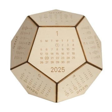 2025 Wood Desk Calendar, New Year Gifts, Dodecahedron Cube Calendar, Perpetual Calendar, Gifts For E...