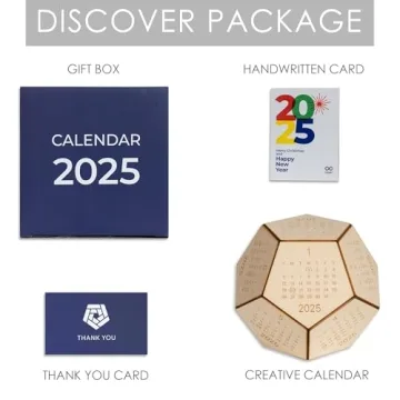 2025 Wood Desk Calendar, New Year Gifts, Dodecahedron Cube Calendar, Perpetual Calendar, Gifts For Employees From Boss, Dungeons and Dragons gifts, Christmas Gifts for Coworkers, DND Gift Idea