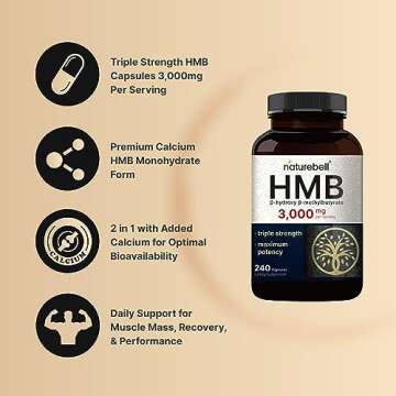 NatureBell HMB 3,000 mg Capsules for Muscle Support