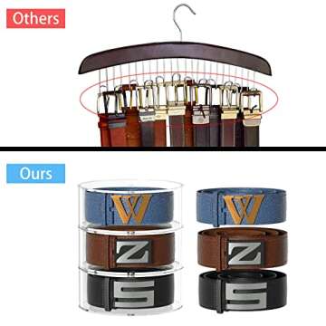 Carmanon 3 Layers Belt Organizer for Closet, Acrylic Belt Storage Organizer Clear Belt Holder, Men Belt Case and Display for Belt Watch Jewelry Bracelets Ring Cosmetic