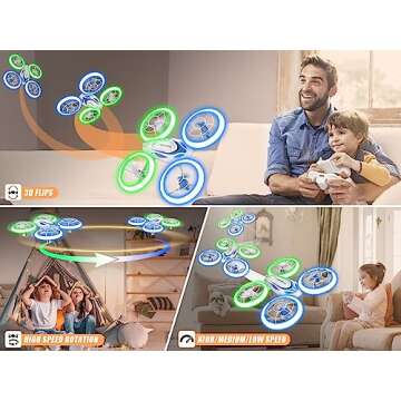 Heygelo S60 Drones for Kids, Mini Drone with LED Lights for Beginners, RC Quadcopter with Altitude Hold and Headless Mode, Full Propeller Protect, 3D Flips, 2 Batteries, Toys Gifts for Boys Girls