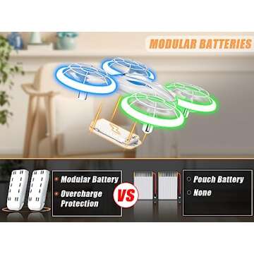 Heygelo S60 Drones for Kids, Mini Drone with LED Lights for Beginners, RC Quadcopter with Altitude Hold and Headless Mode, Full Propeller Protect, 3D Flips, 2 Batteries, Toys Gifts for Boys Girls