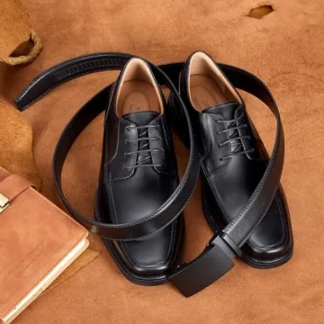 VATAN Men's Belt Leather Ratchet Belt for Men Dress Casual Every Day with Adjustable Buckle, Trim to...