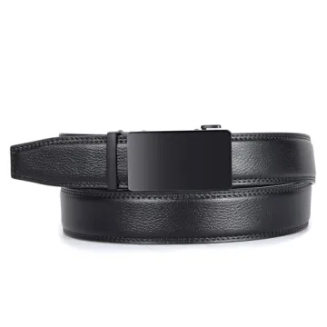 VATAN Men's Belt Leather Ratchet Belt for Men Dress Casual Every Day with Adjustable Buckle, Trim to Fit (Black, 28" to 34" Waist Adjustable)