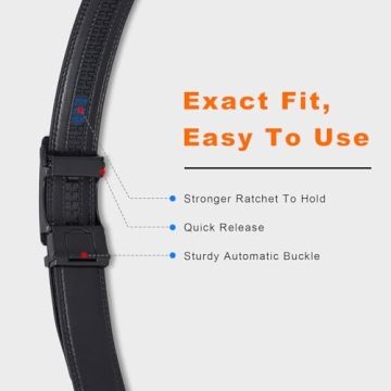 VATAN Men's Belt Leather Ratchet Belt for Men Dress Casual Every Day with Adjustable Buckle, Trim to Fit (Black, 28" to 34" Waist Adjustable)