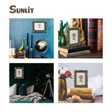 Sunlit Vintage Picture Frame 5x7 Inch, Luxury Antique Photo Frames with Glass Front, Photo Display, Tabletop Wall Hanging, Gift Ideas, Gold and Blue