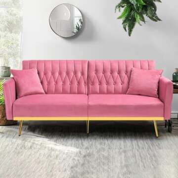 ACMEASE 70” Velvet Futon Sofa Bed - Stylish & Adjustable
