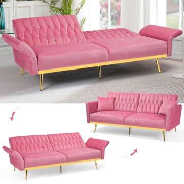 Stylish ACMEASE Velvet Futon Sofa Bed for Every Room