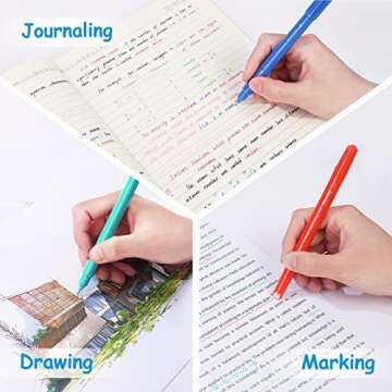 AECHY 12PCS Colored Dual Tip Pens with 10 Curve Shapes & 12 Colors for Journaling and Note Taking