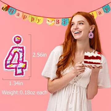 Beaded Birthday Earrings for Women 40th 30th 21th Happy Birthday Earrings Statement Celebration Holi...