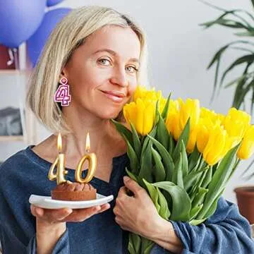 Beaded Birthday Earrings for Women 40th 30th 21th Happy Birthday Earrings Statement Celebration Holiday Drop Dangle Earrings Birthday Festive Party Jewelry Gifts (40)