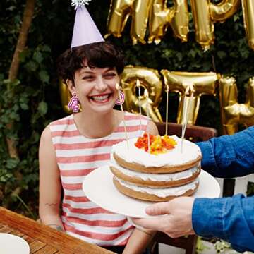 Beaded Birthday Earrings for Women 40th 30th 21th Happy Birthday Earrings Statement Celebration Holiday Drop Dangle Earrings Birthday Festive Party Jewelry Gifts (40)