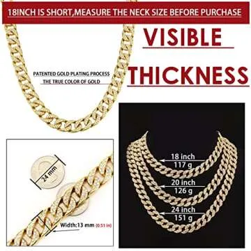 IDRUPACE Cuban Link Chain for Men with Rhinestones
