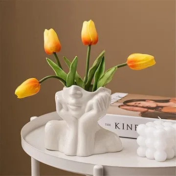 Elegant White Ceramic Face Vase for Modern Homes