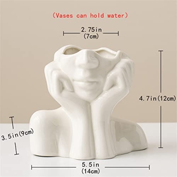 Elegant White Ceramic Face Vase for Modern Homes