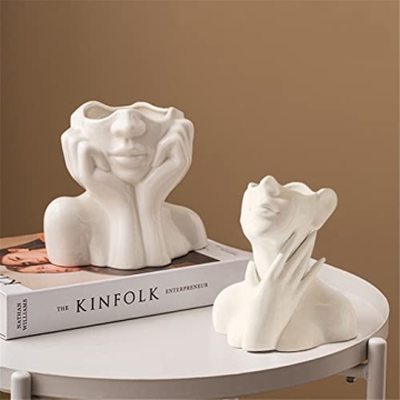 Elegant White Ceramic Face Vase for Modern Homes