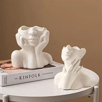 Elegant White Ceramic Face Vase for Modern Homes