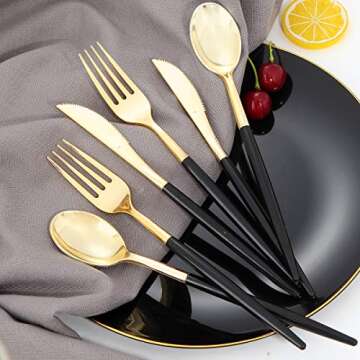 Gold Plastic Silverware Set - 144 PCS Disposable Cutlery