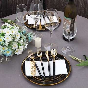 Gold Plastic Silverware Set - 144 PCS Disposable Cutlery