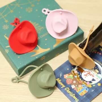 HALEMUVI Silicone Wine Stopper - Cowboy Hat Wine Sealer, Fun Wine Accessory