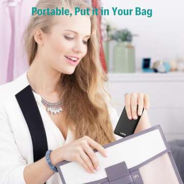 LJEHC Slim Power Bank with Built in Cable,Ultra Compact Lightweight Portable Charger 10000mAh,Small Fast Charging USB C Travel External Battery Pack Clutch Charger for iPhone, Samsung,Android