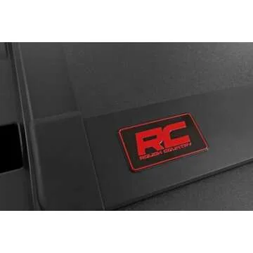 Rough Country Hard Tri-Fold Flip Up Truck Bed Tonneau Cover for Toyota Tundra (2022-2025) - Fits 5'7" (66.7") Bed, All-Weather, Flush Aluminum Panels