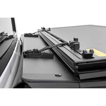 Rough Country Hard Tri-Fold Flip Up Truck Bed Tonneau Cover for Toyota Tundra (2022-2025) - Fits 5'7" (66.7") Bed, All-Weather, Flush Aluminum Panels